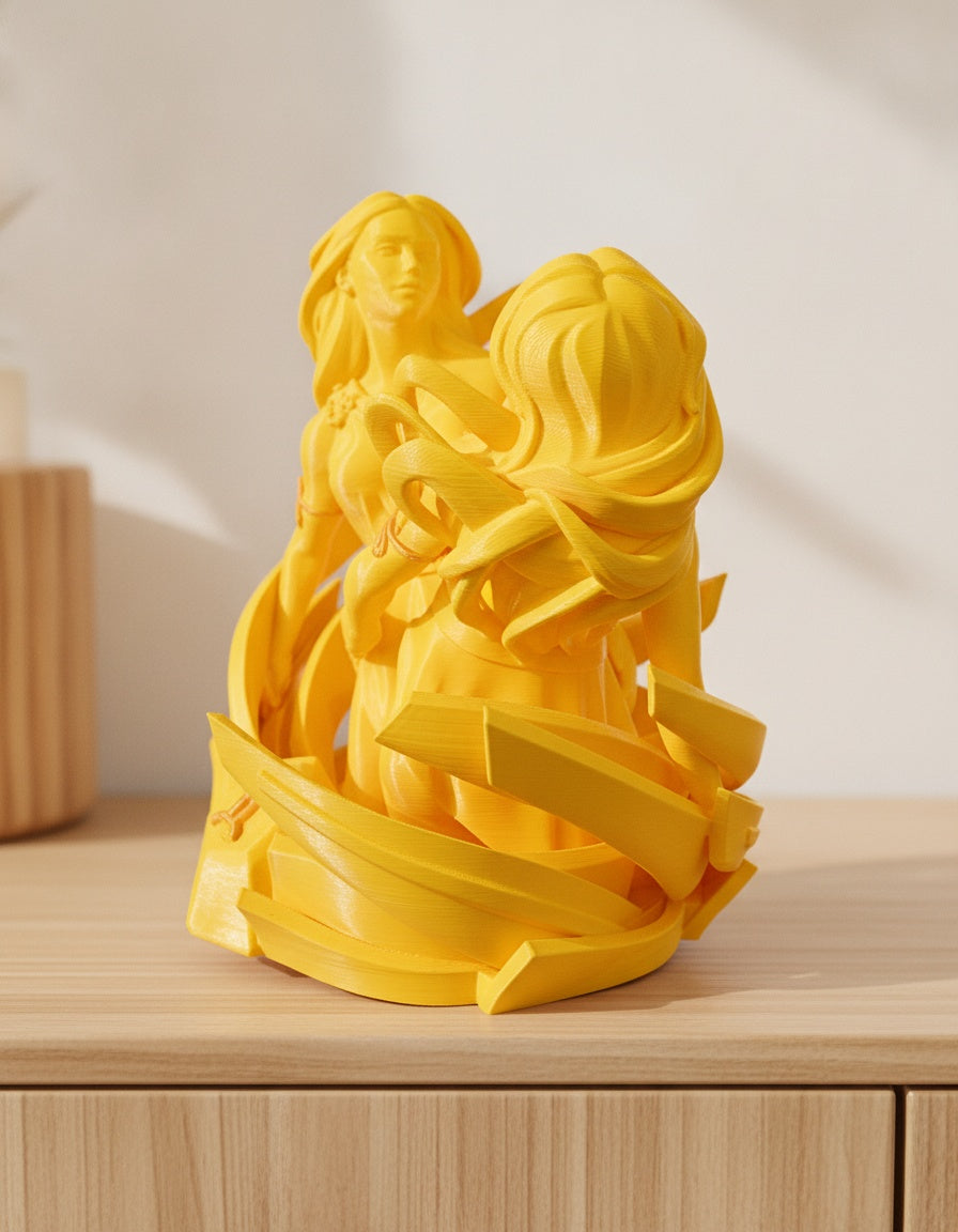 Zwillinge Sternzeichen-Deko-Figur Rückansicht mit sichtbarer FDM-Druckstruktur